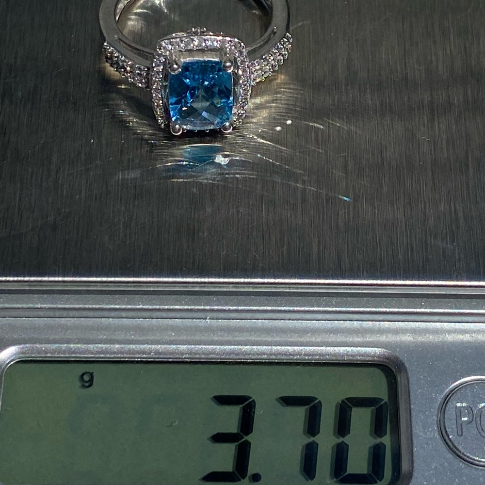 925 Blue topaz & Diamond ring💎 - Picture 16 of 17